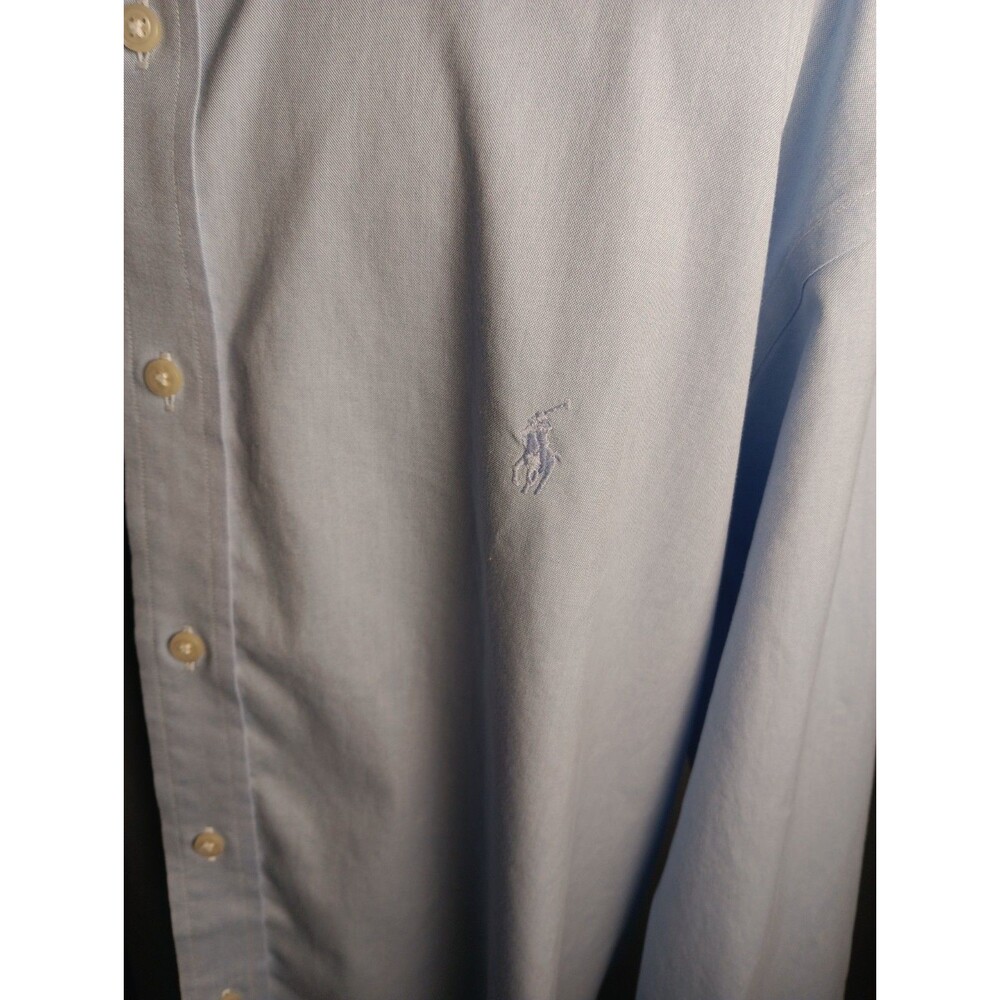 Polo Ralph Lauren Shirt Mens (18 36/37) All Blue Pony Non-Iron Button Down EUC - Picture 3 of 12